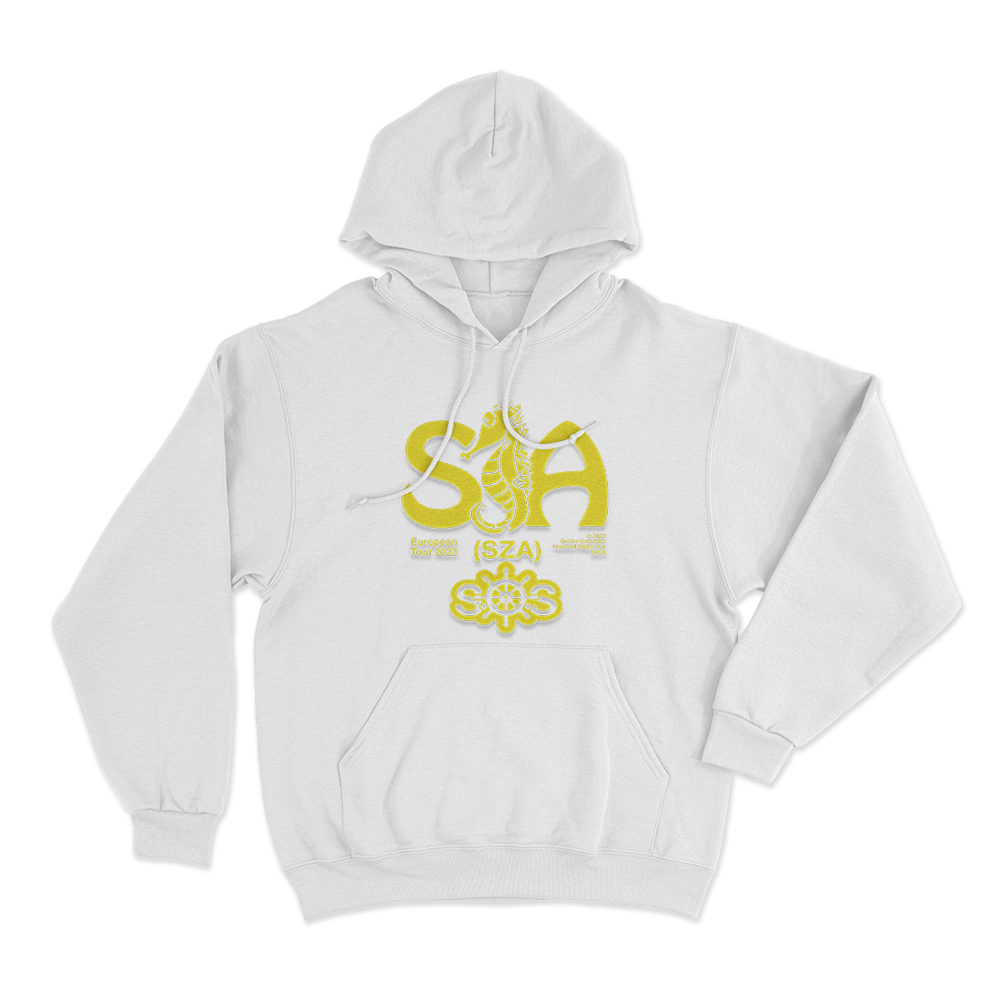 SZA European Tour Seahorse Unisex Hoodie White SZA European Tour Seahorse Unisex Hoodie White