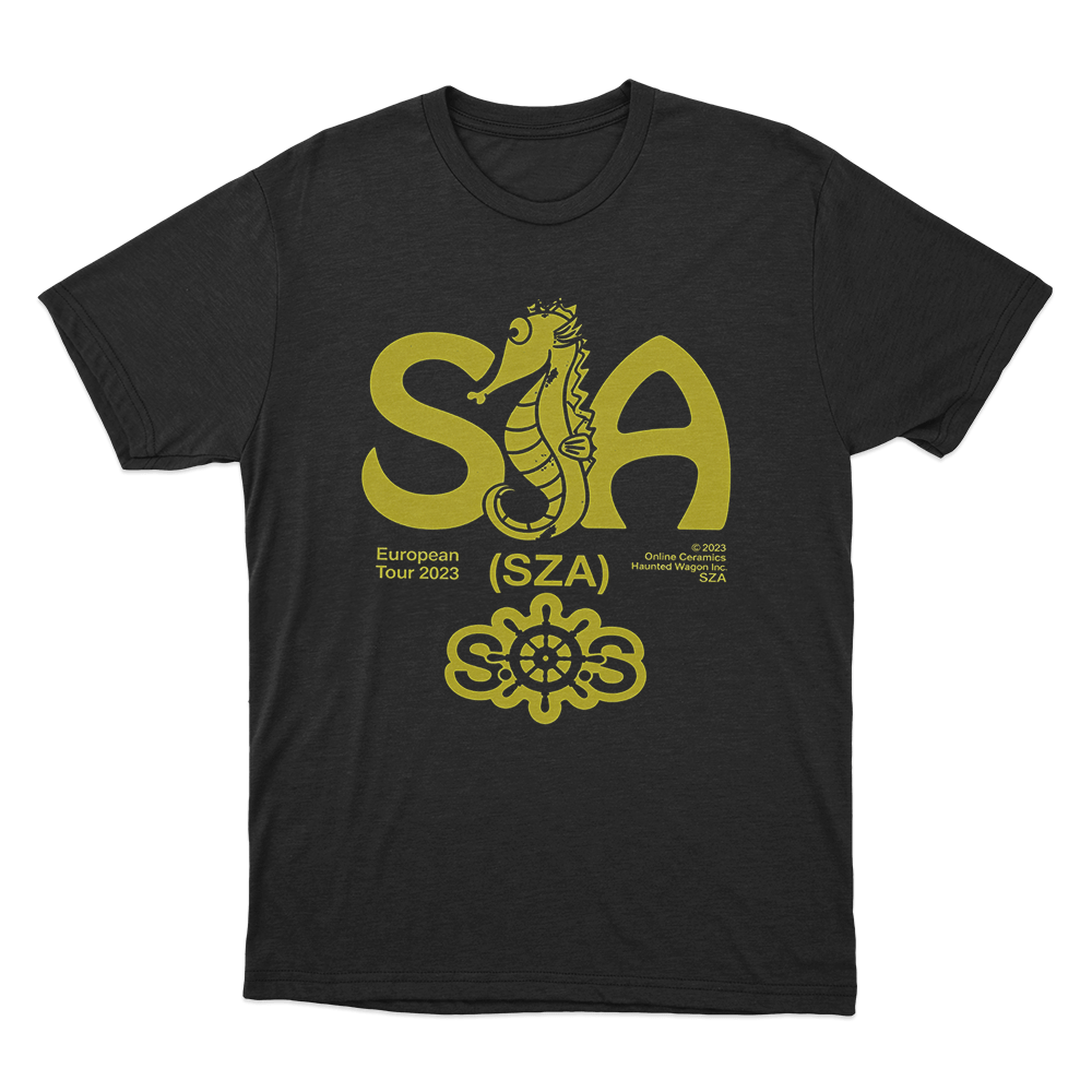 SZA European Tour Seahorse Unisex T Shirt Black SZA European Tour Seahorse Unisex T Shirt Black