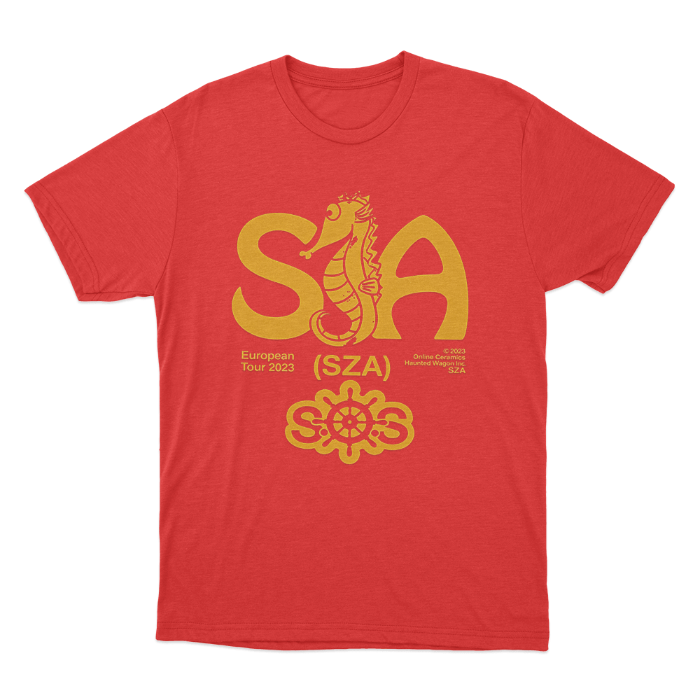 SZA European Tour Seahorse Unisex T Shirt Red SZA European Tour Seahorse Unisex T Shirt Red