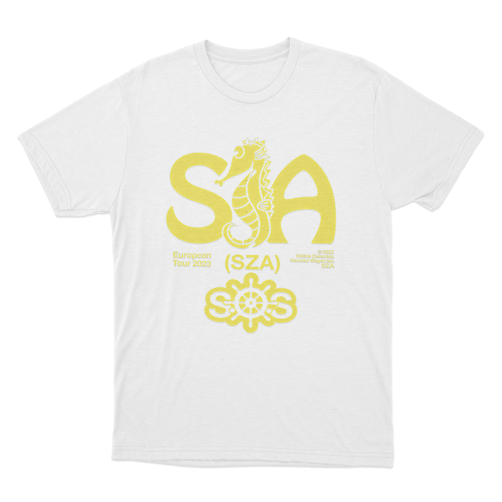 SZA European Tour Seahorse Unisex T Shirt White SZA European Tour Seahorse Unisex T Shirt White