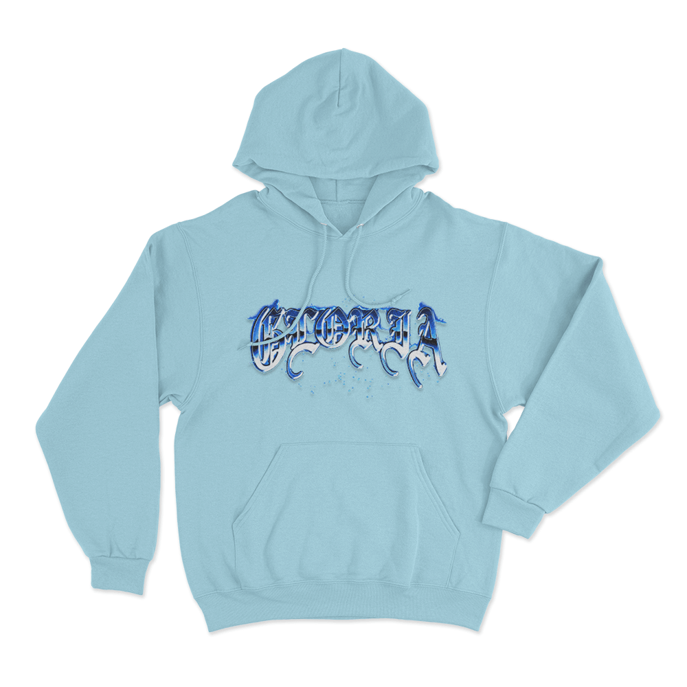 SZA Gloria Chrome Typography Unisex Hoodie Sky Blue SZA Gloria Chrome Typography Unisex Hoodie Sky Blue